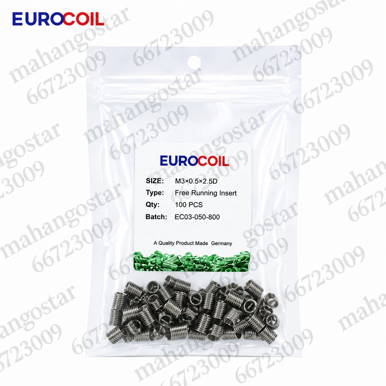 فنر هلی کویل EUROCOIL سایز M3×0.5×2.5D